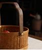 Bamboo Woven Fruit & Pastry Basket: Retro Distressed Storage for Tea Room or Home