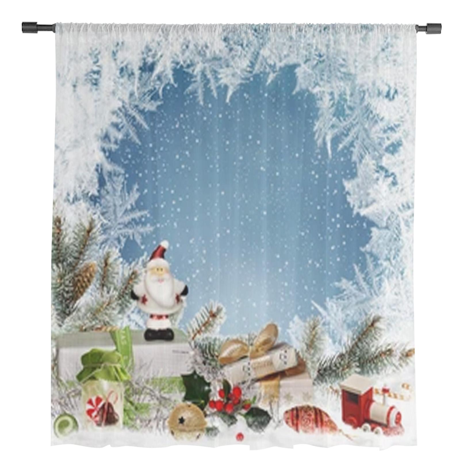 

Рождественские сосновые ветки Санта-Клауса прозрачные шторы для гостиной, спальни, балкона, прозрачные оконные жалюзи, кухонные шторы