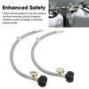 2Pcs RV Hose with Gauge 1/4in Male NPT QCC Type1 Inlet 350 PSIG 15 Inch Stainless Steel Hose for Camping Picnic Outdoor