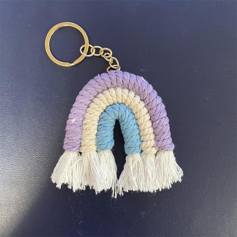 Handmade Knitted Rainbow Keychain Pendant Accessory