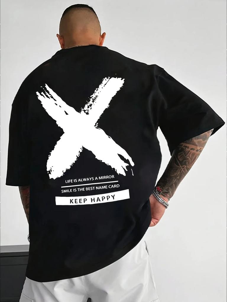 Men's casual short-sleeved T-shirt with Milan Italian pattern printed round-neck summer top breathable and comfortable fabric