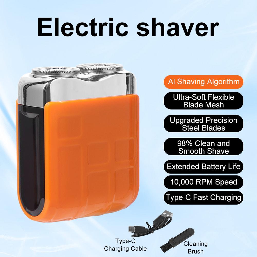 Waterproof Design Mini Electric Shaver Type-C Charging Portable Rotary Razor Smart Shaver  Dad