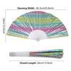 1PC Hand Rave Fan Large Music Festival Fan Gifts Folding Fan Colorful Foldable Fan 33cm