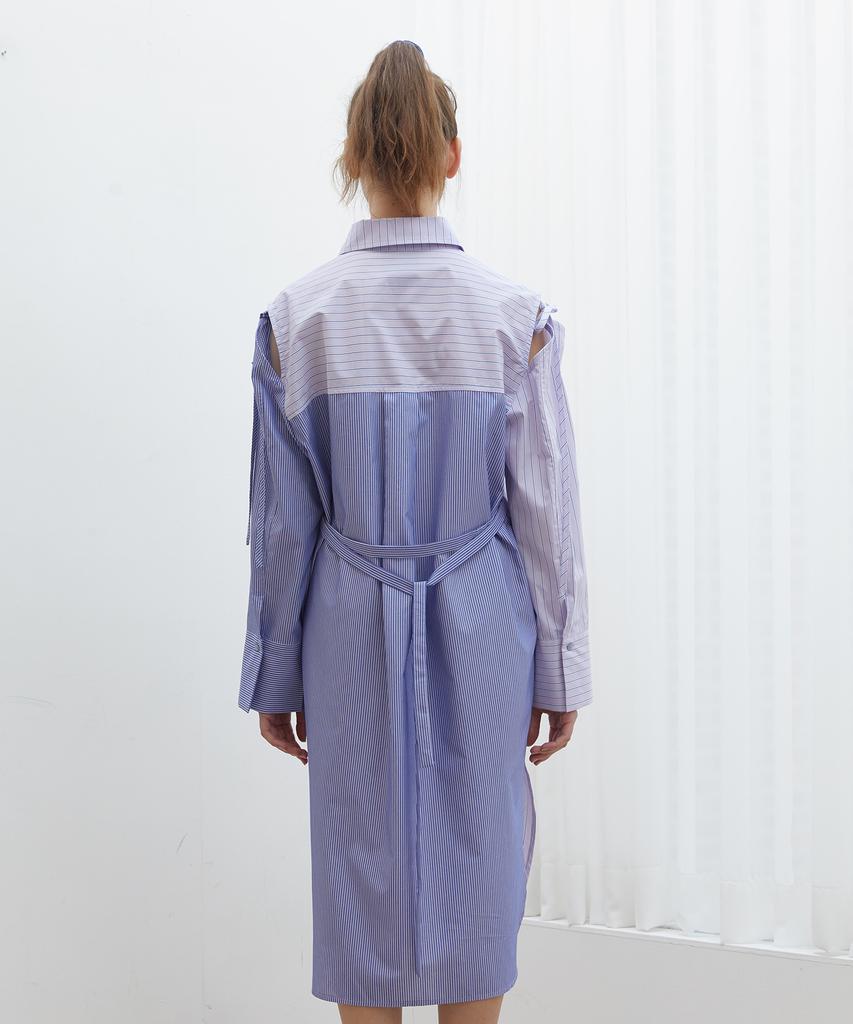 Near And Dear Striped Combination Shirt Dress