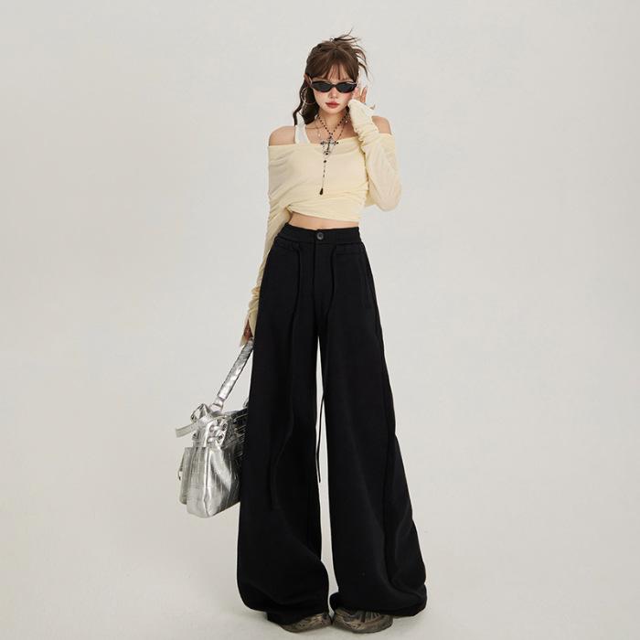 

Повседневные брюки с эластичной талией и шнурком для женщин на осень и зиму Повседневные брюки с широкими штанинами для женщин на осень и зиму Толстовки с капюшоном для женщин XL