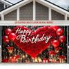 1 Stück, 2D flach, klassische schwarz-rote Happy Birthday Kulissendekoration, Heimdekoration, Party-Kulissendekoration, wsj