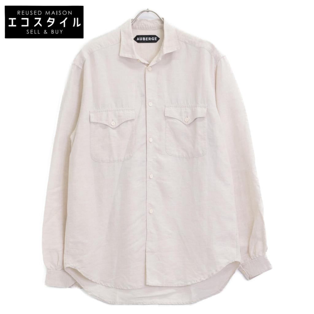 AUBERGE [Excellent Condition] CEZANNE Linen Double Pocket Long Sleeve Shirt/ tops 40 beigeUsed