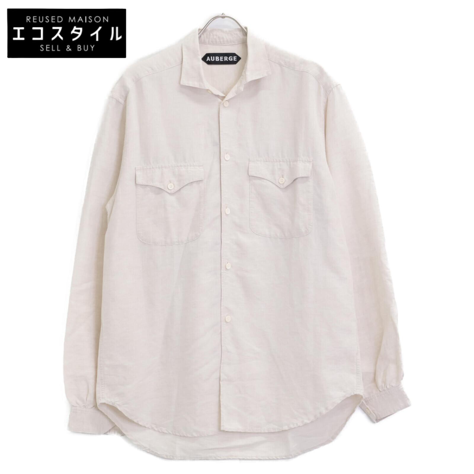 

AUBERGE [Excellent Condition] CEZANNE Linen Double Pocket Long Sleeve Shirt/ tops 40 beigeUsed