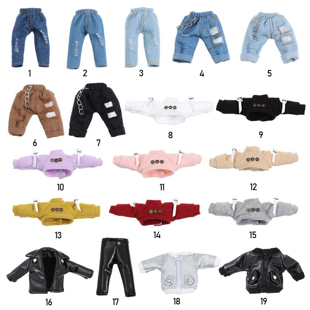 Cool 1/12 Dolls Kids Gift Toys Hoodies Doll Jeans PU Leather Jackets Fashion Ripped Pants