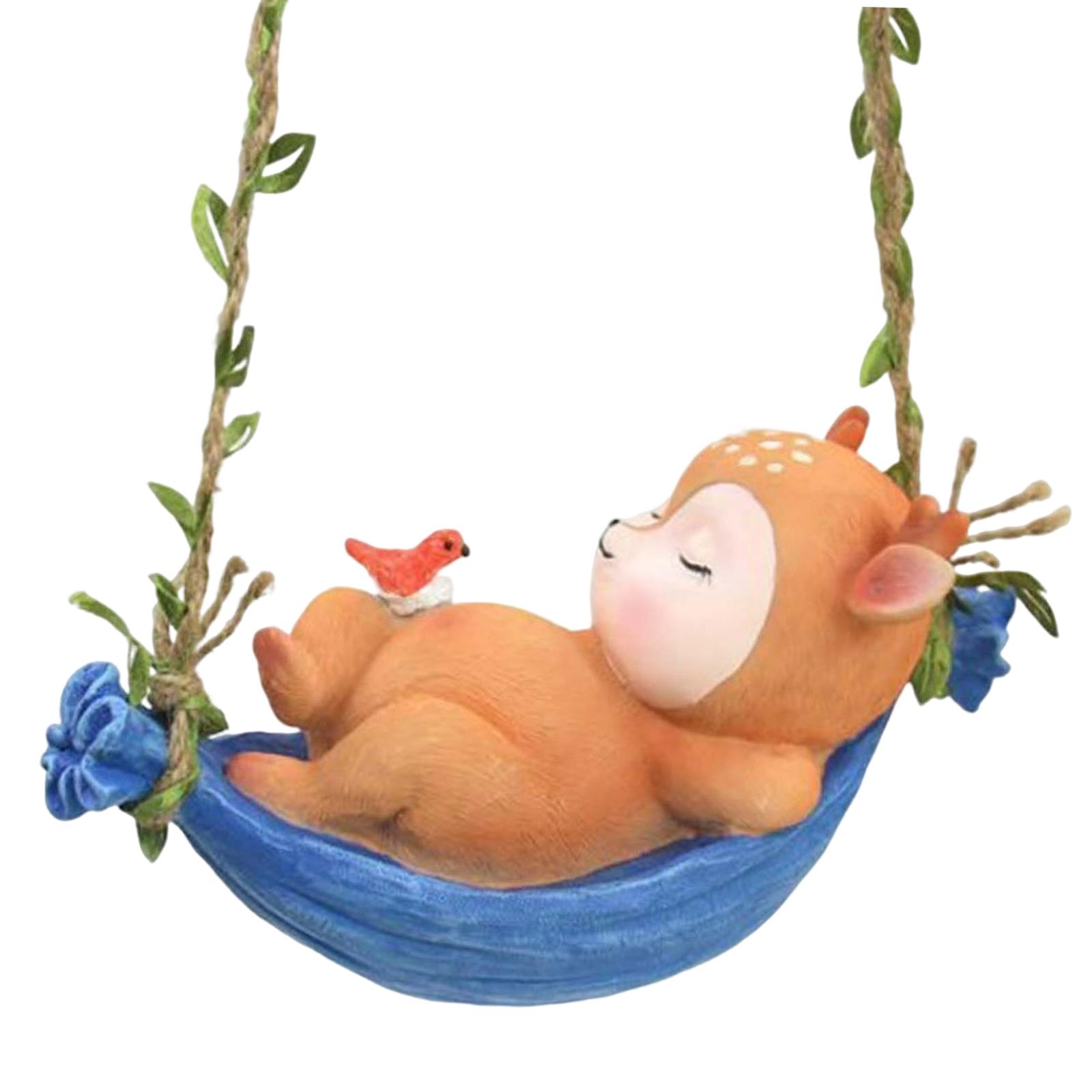 Adorable Swing Animal Statues Outdoor Animal Sculpture Figurine Hanging Garden Statues for Office Desk Yard Decorative Gift оленёнок
