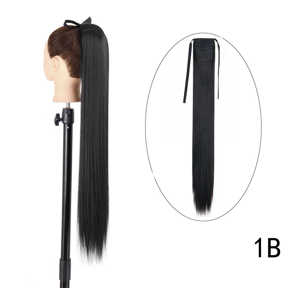 

MERISIHAIR длинный прямой галстук-бабочка на заколке для наращивания волос 55 85 см натуральный черный коричневый синтетический хвост для женщин 55CM