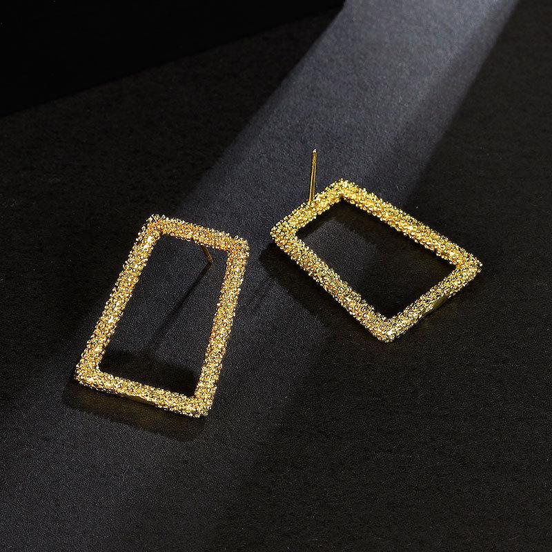 New Trendy Fashion Temperament Exaggerated Geometric Irregular Square Stud Earrings