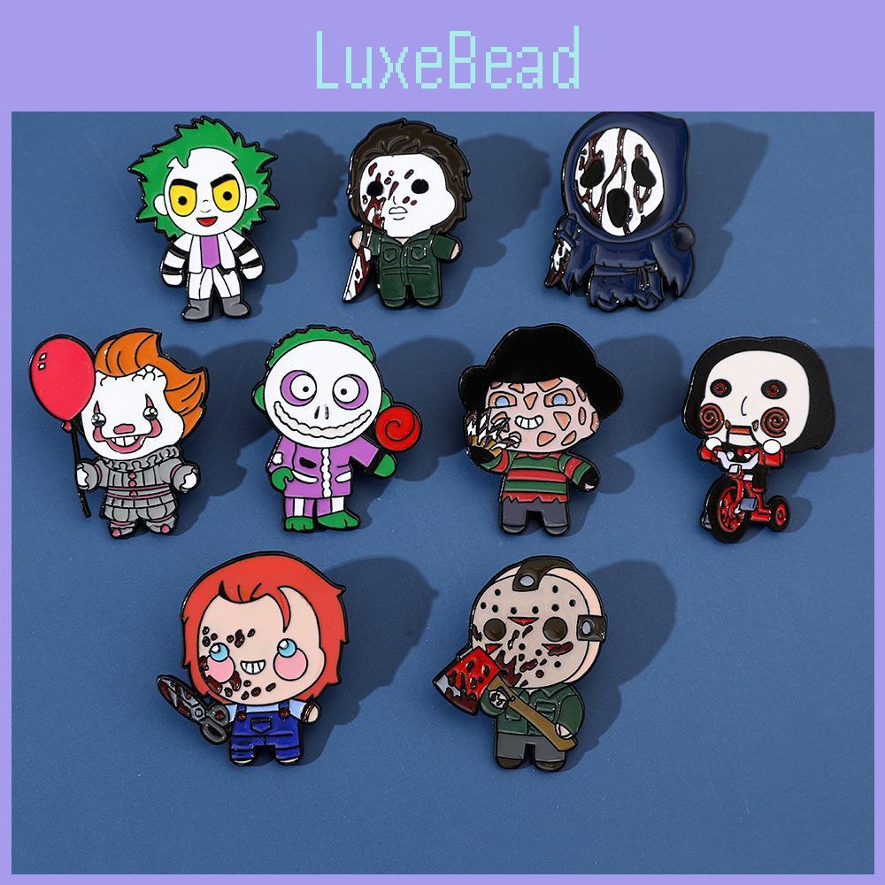 Creative Cartoon Halloween Series Brooch Scary Dark Metal Badge With Screaming Chainsaw Clown