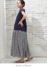 Maternity Nursing Clothes One Piece Coordination Easy Ribbed Floral Skirt Docking Long Short Sleeve One Piece Navy x Black 29992601 [ANGELIEBE]