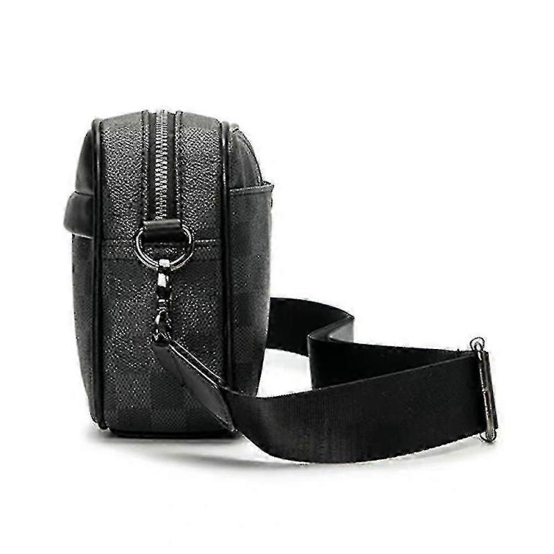 Herren Karo Leder Umhängetasche Messenger Bag