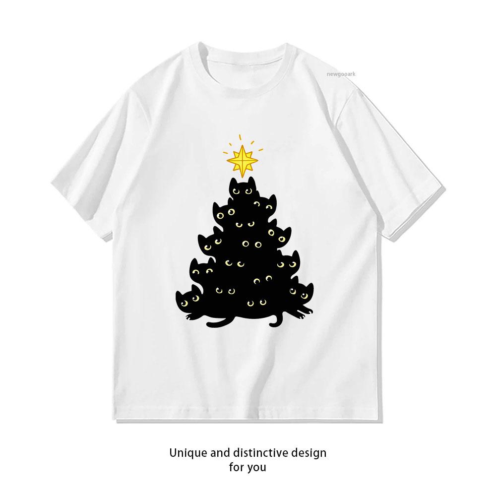 Meowy Christmas Shirt Woman Man Casual Cotton Printed T Shirts Adult Streetwear Camisetas Tops Tee Creative Shortsleev S