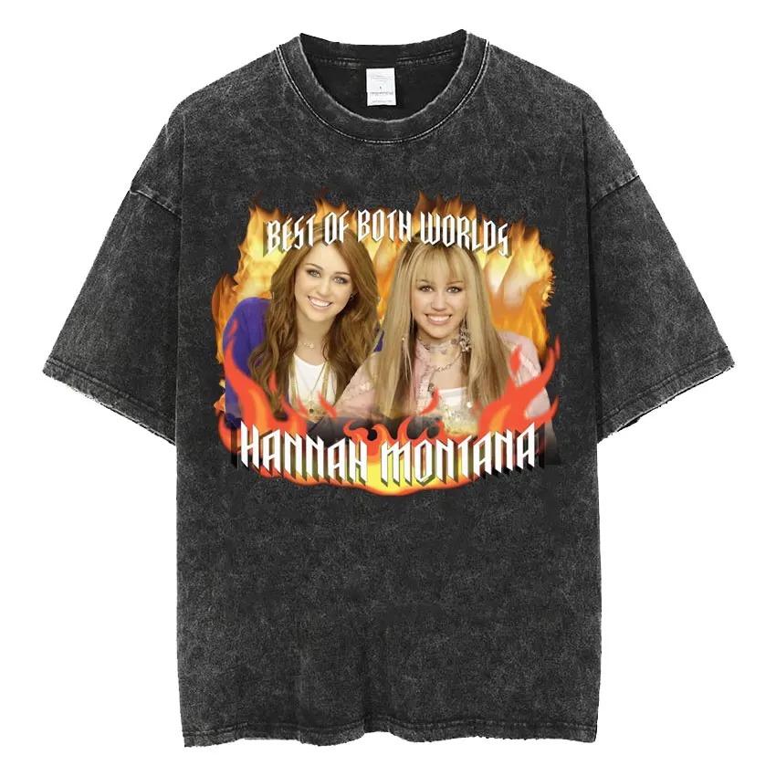 2026 Pánské Oblečení Tričko Prané Grafická Trička Muž Tričko pro Muže Ropa Hombre Miley Cyrus Hannah Montana Logo Krátký Rukáv
