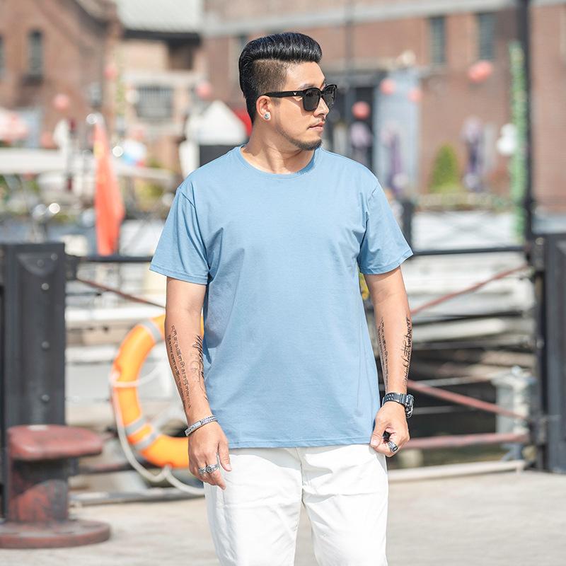 

Мужская свободная футболка большого размера M-7XL 8XL Мужская однотонная футболка с круглым вырезом и короткими рукавами 8XL небесно-голубой