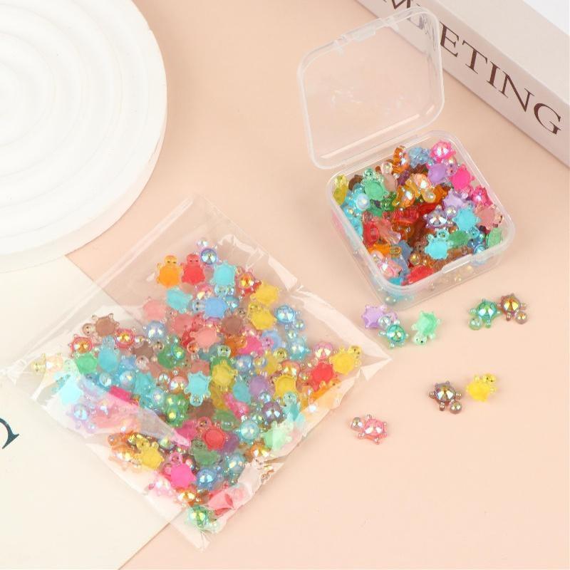 100Pcs Mini Resin Turtle Charms Rainbow Laser Tortoise Ornament Small Figurine For Diy Jewelry Making Keyring Handmade Crafts