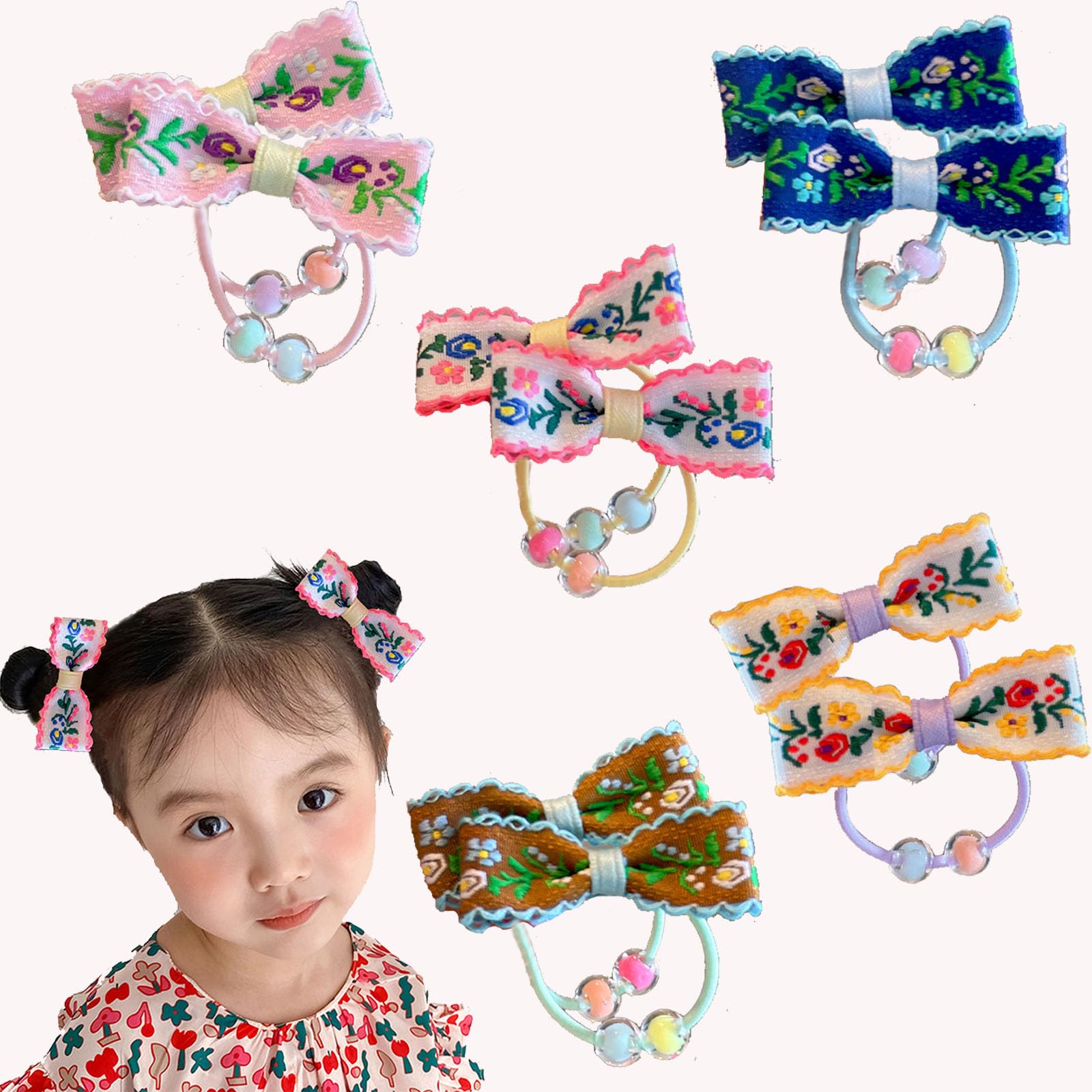 

OuJyO Резинки для волос с милыми вышитыми бантами, набор резинок для волос, черные резинки для волос, резинки для волос для девочек, аксессуары для волос для модных детских волос