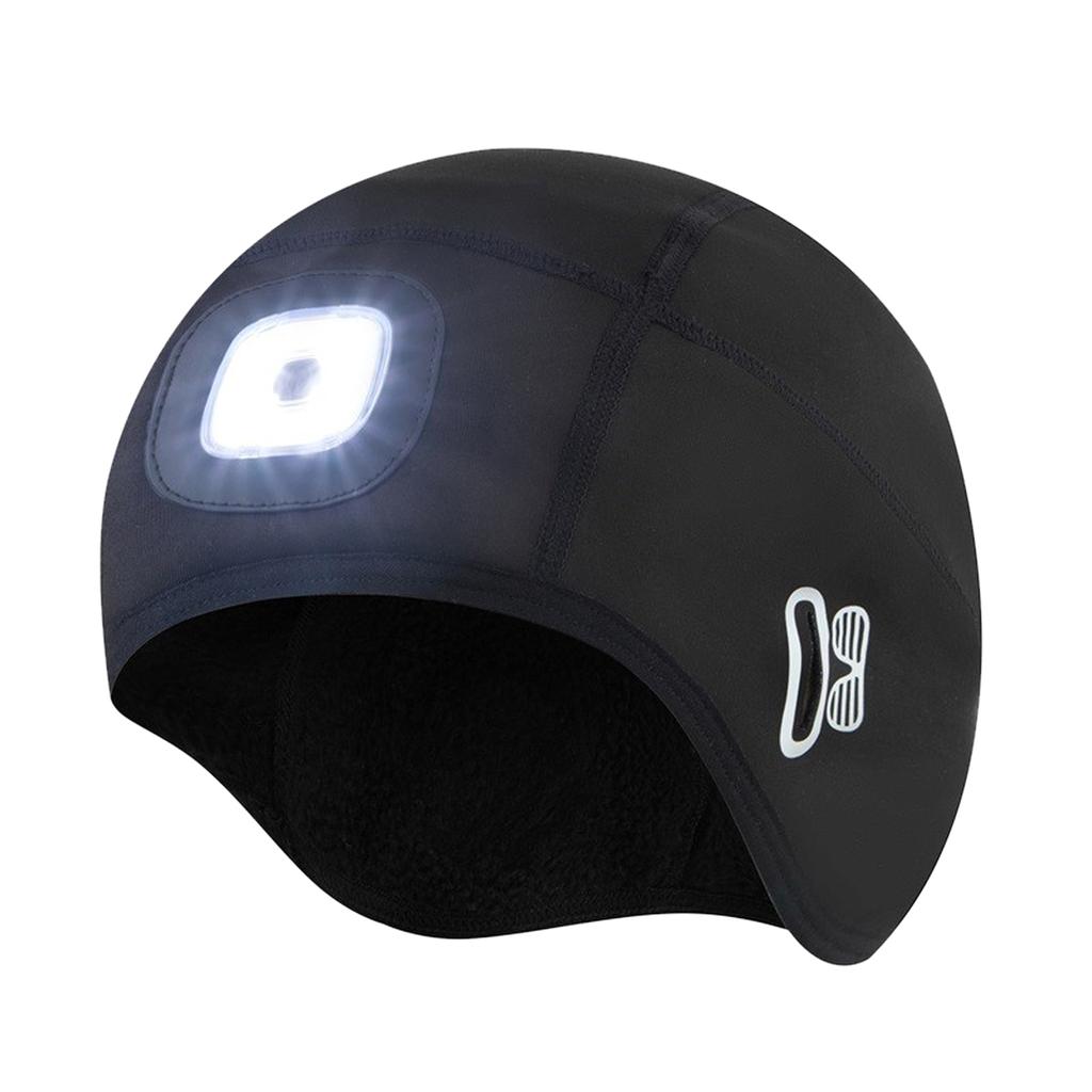 Gestrickte Sportmütze mit Licht/verstellbarem Knopf, wiederaufladbare LED-Beanie-Mütze für Damen und Herren im Winter