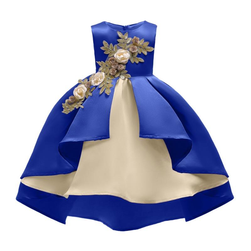 Little Girl Red Sleeveless Pleated Embroidered Princess Dress
