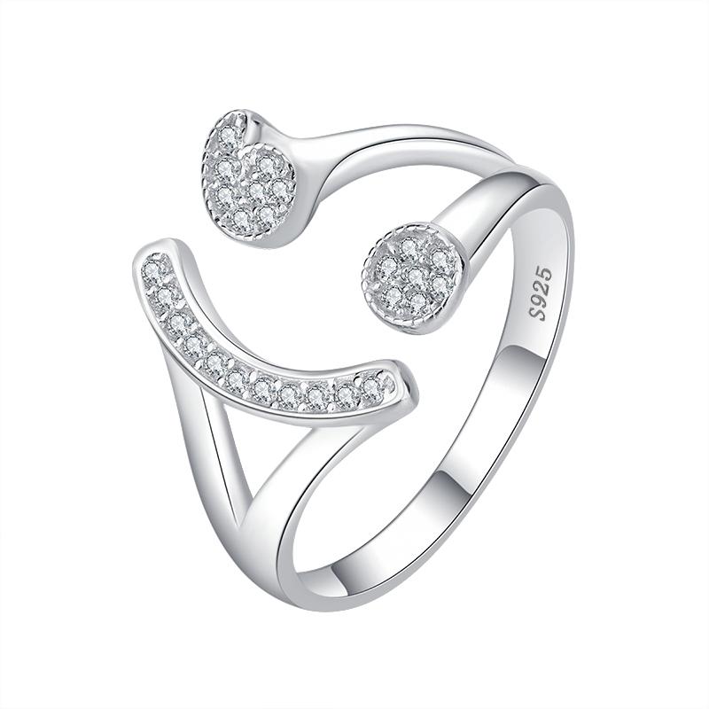 

Креативное регулируемое кольцо для пары с нерегулярной улыбкой и символом лица для женщин, 100% стерлинговое серебро, подарок на годовщину, ювелирные изделия Resizable белый