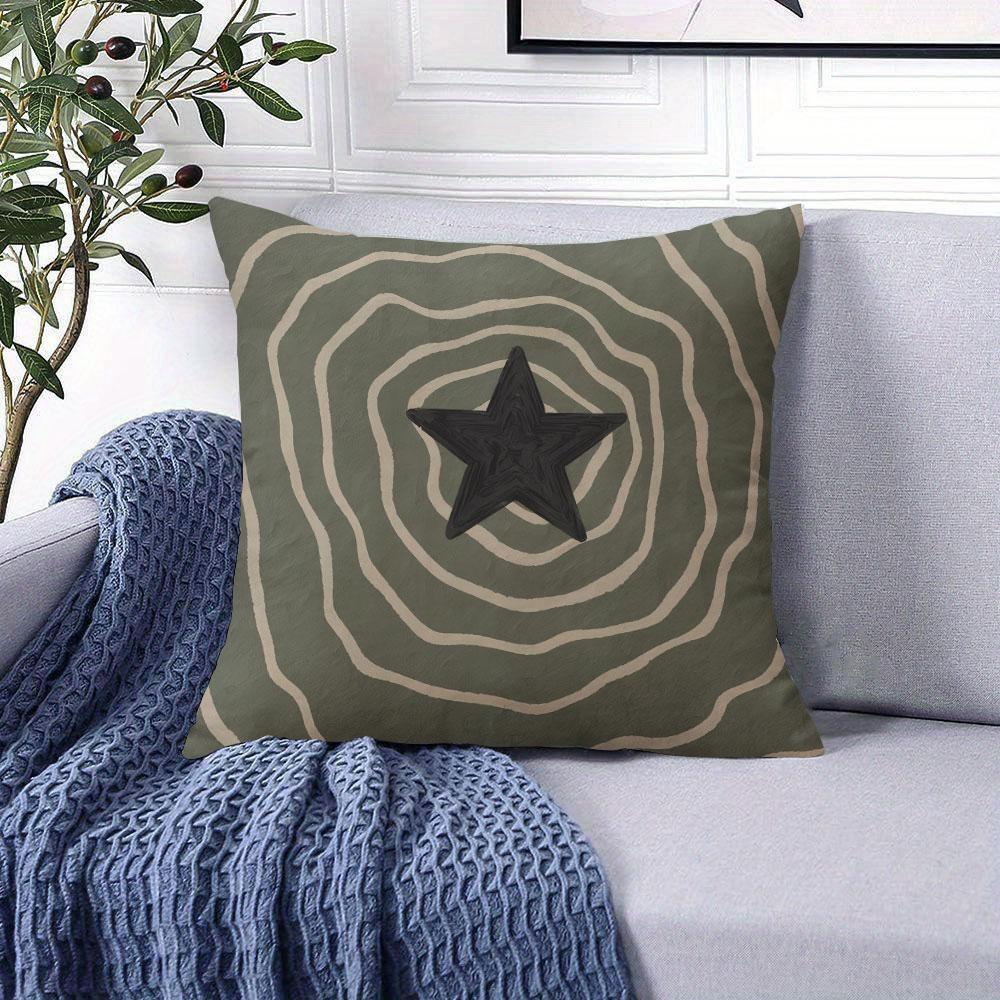 Green Star square Jacquard Pillow Cover for Sofa Office Waist Cushion Cover Home Decorative Pillowcase