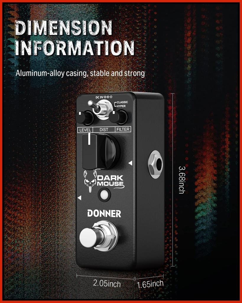 Donner Dark Mouse Distortion Guitar Effect Pedal Analog