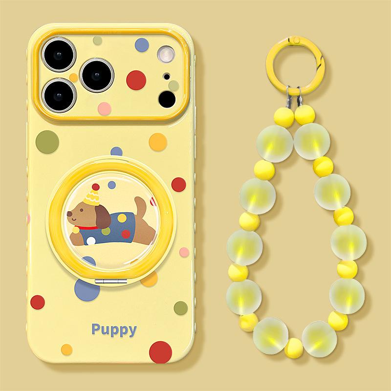 Applicable To Apple 11promax Mobile Phone Case 11 Cute Iphone11 with Bracket 11 Polka Dot Puppy Bracelet 11 Women