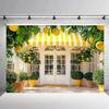 Sfondo 2D Luminoso Albero di Limoni, Decorazione Murale Gialla per Portico con Vaso di Limoni per la Primavera