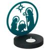 Nativity Scene Holy Family Jesus Birth Decorative Tea Light Candle Holder (Wooden Green)| Christmas Decoration Items for Home Office