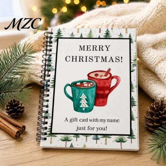 Shopping Card Management Book Highland Cow Christmas Organizer, Spiral Bound Storage Book, Durable Greeting Journal Coil Binding Portable Album