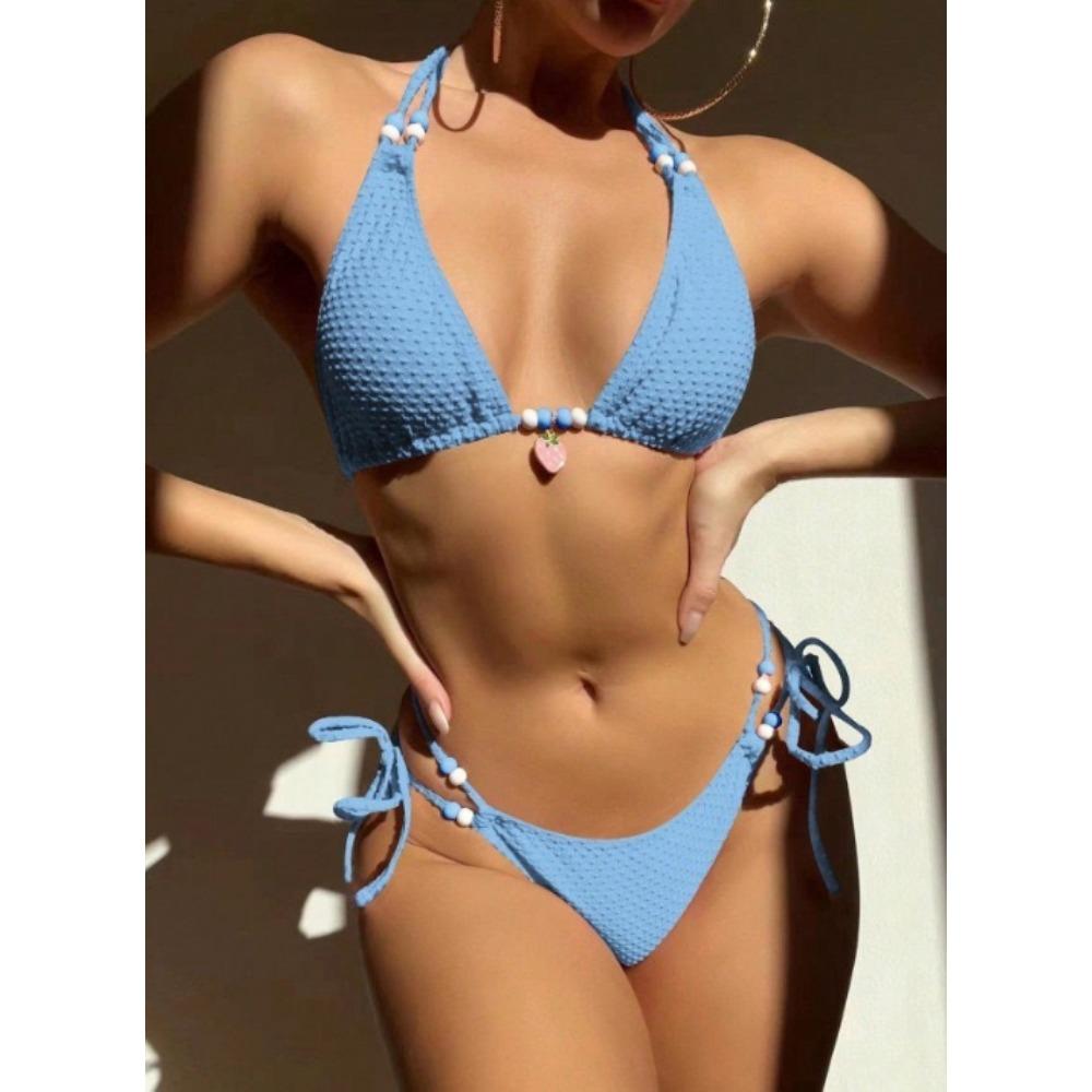 European and American Swimwear Women's Sexy Bikini Solid Color Swimsuit