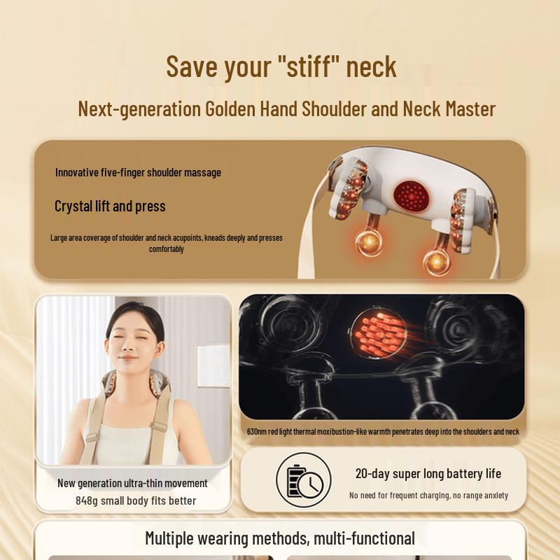 MIAOJIE R7 Shoulder & Neck Massager with Red Light Heat CN Plug (adapter Included)