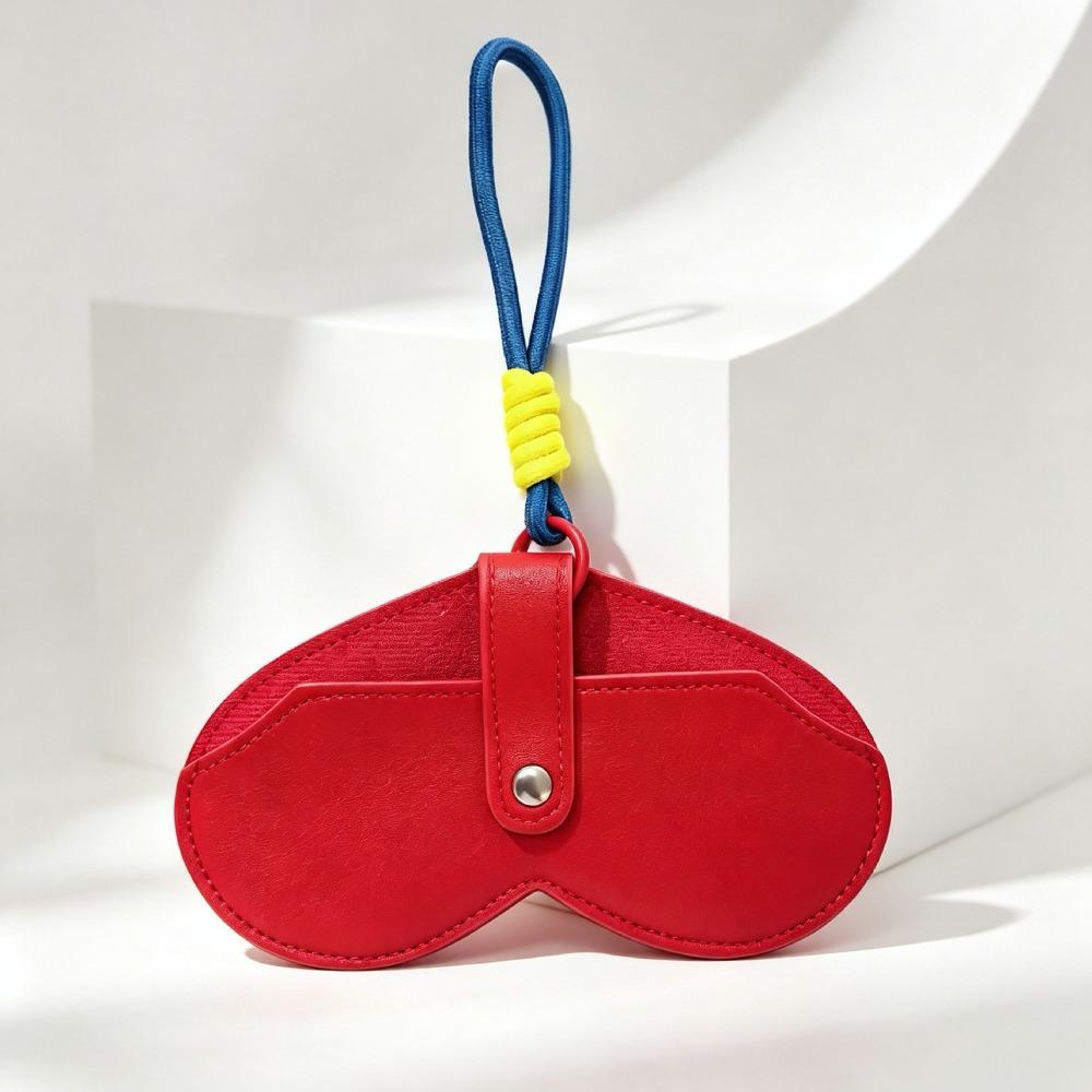 Leather Sunglasses Pouch with Lanyard Sunglasses Box Bag Compact Magnetic Glasses Case Travel