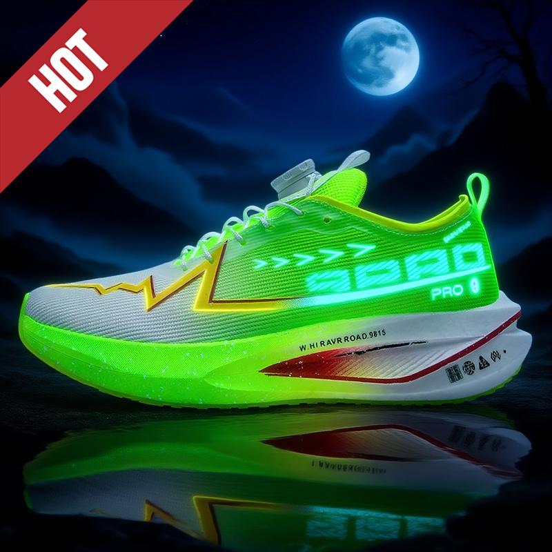Fluorescence Running Shoes Carbon Board Marathon Men Sports Breathable Lightweight Women'S Comfortable Athletic Nonskid Sneakers