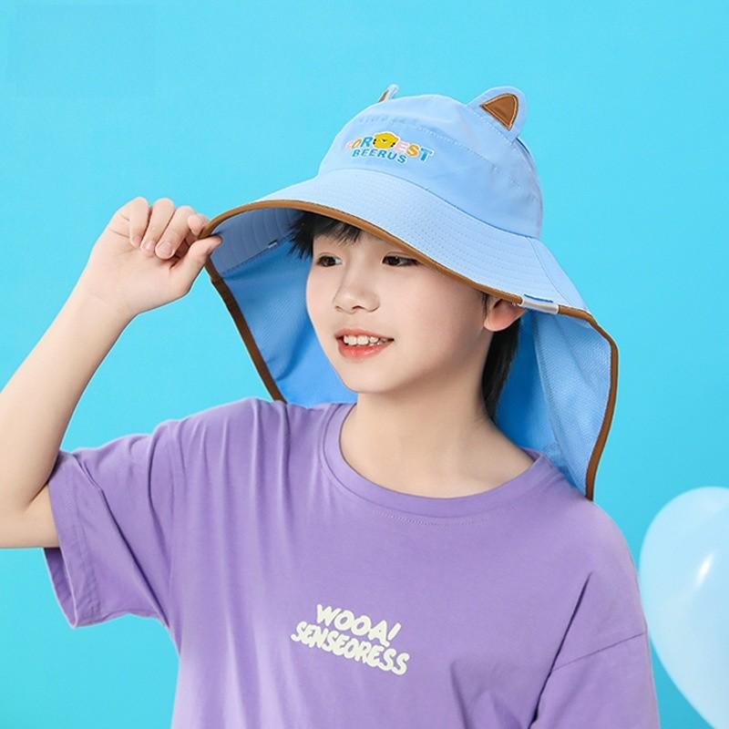 Forest Beerus Letter Girls Kids Sunshade Cap Guard Floppy Brim Summer Outdoor