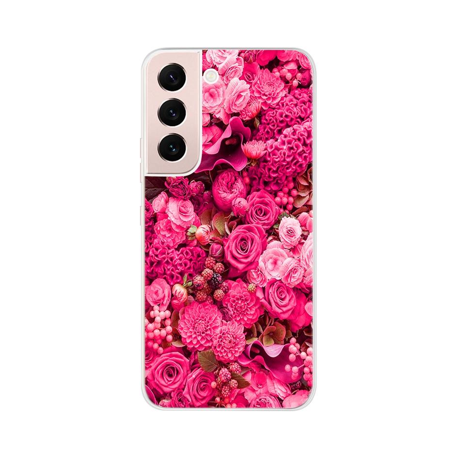 Beautiful Flower Phone Case For Samsung Galaxy S22 Pro S 22 Ultra 5G Case Cute Cat Soft Silicone TPU Cover For Samsung S22 22Pro