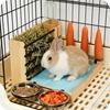 Wooden Hay Feeder Food Dispenser Premium Easy To Clean Water Bottle Guinea Pig Holder with Bowls