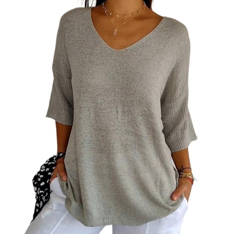 

IHUASU Женский трикотажный повседневный свитер разноцветный узкий с V-образным вырезом однотонный трикотаж нижняя рубашка XXXXXL серый