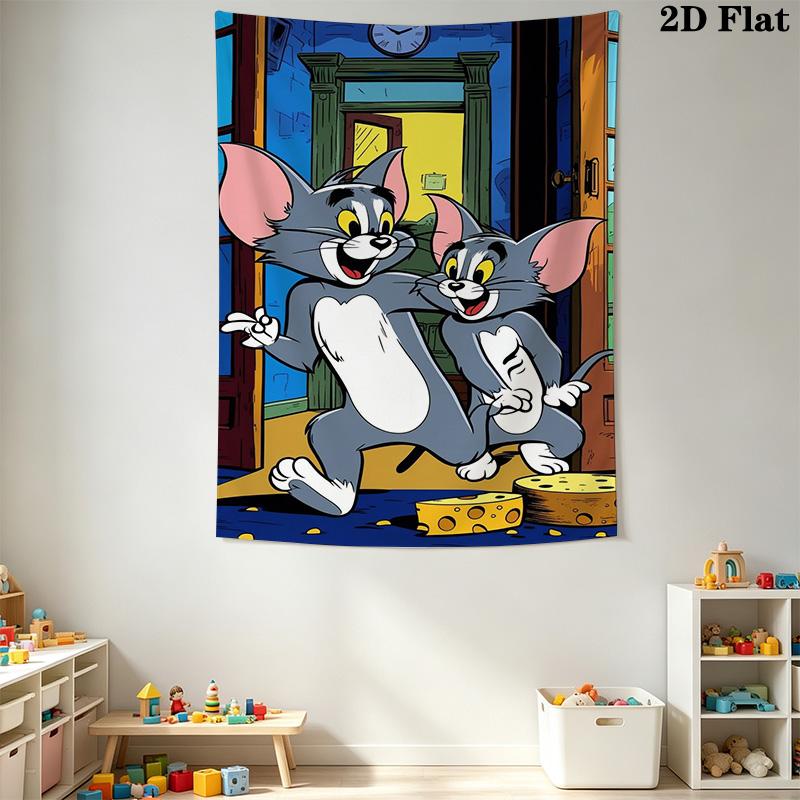 Tom Jerry Classic Adventure Tapestry Wallmounted Fashion Print Work Of Art Background Cloth Wall Decoration