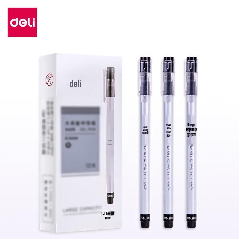Deli 0.5mm Black Gel Pens, 12-Pack