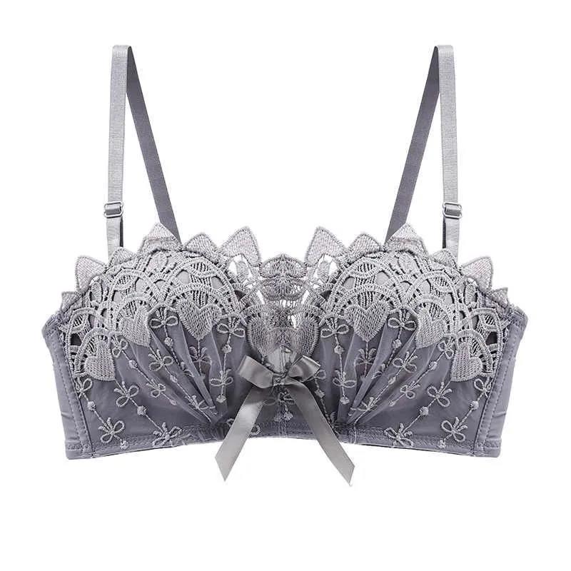 Spitze, kein Stahlring, kleine Brust, gerafft, Anti-Durchhang-Oberteil, verstellbarer Damen-Unterwäsche-BH
