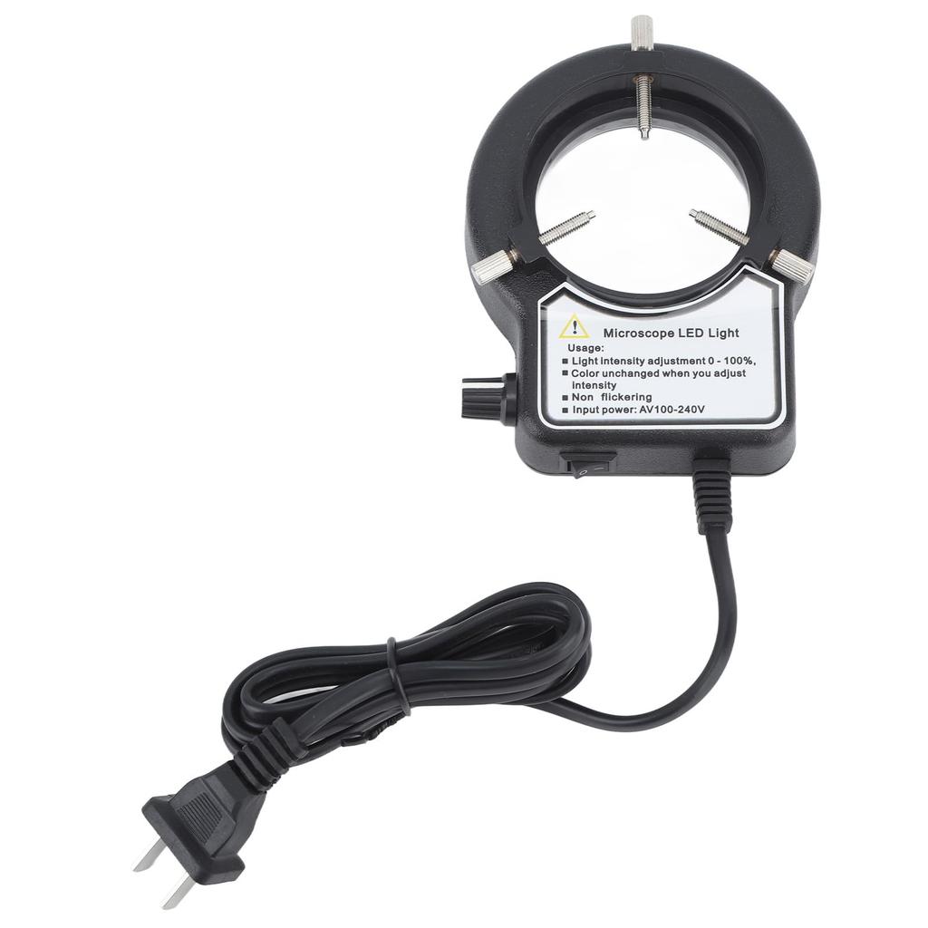 Microscope LED Ring Adjustable US Uniform Illumination Light, Brightness, Plug, 100-240V,