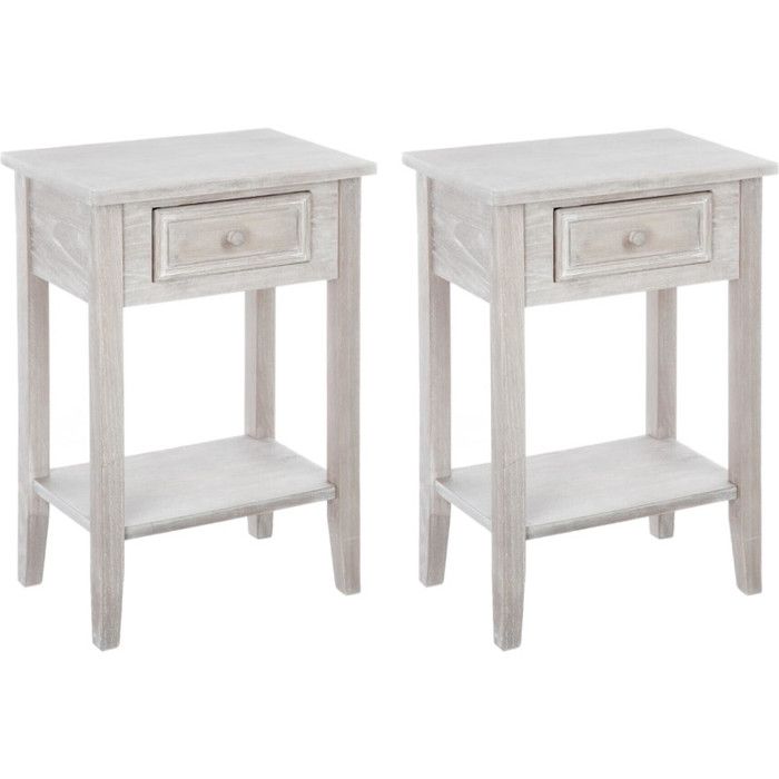 Lot de 2 tables de chevet 1 tiroir "Charme" Atmosphera