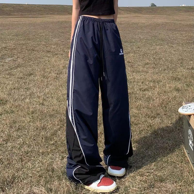 

2023 Мужские свободные повседневные широкие летние брюки в корейском стиле M синий