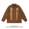 Mens Vintage Hong Kong Style Denim Jacket Gradient Tie Dye Loose Hip Hop Streetwear Outerwear