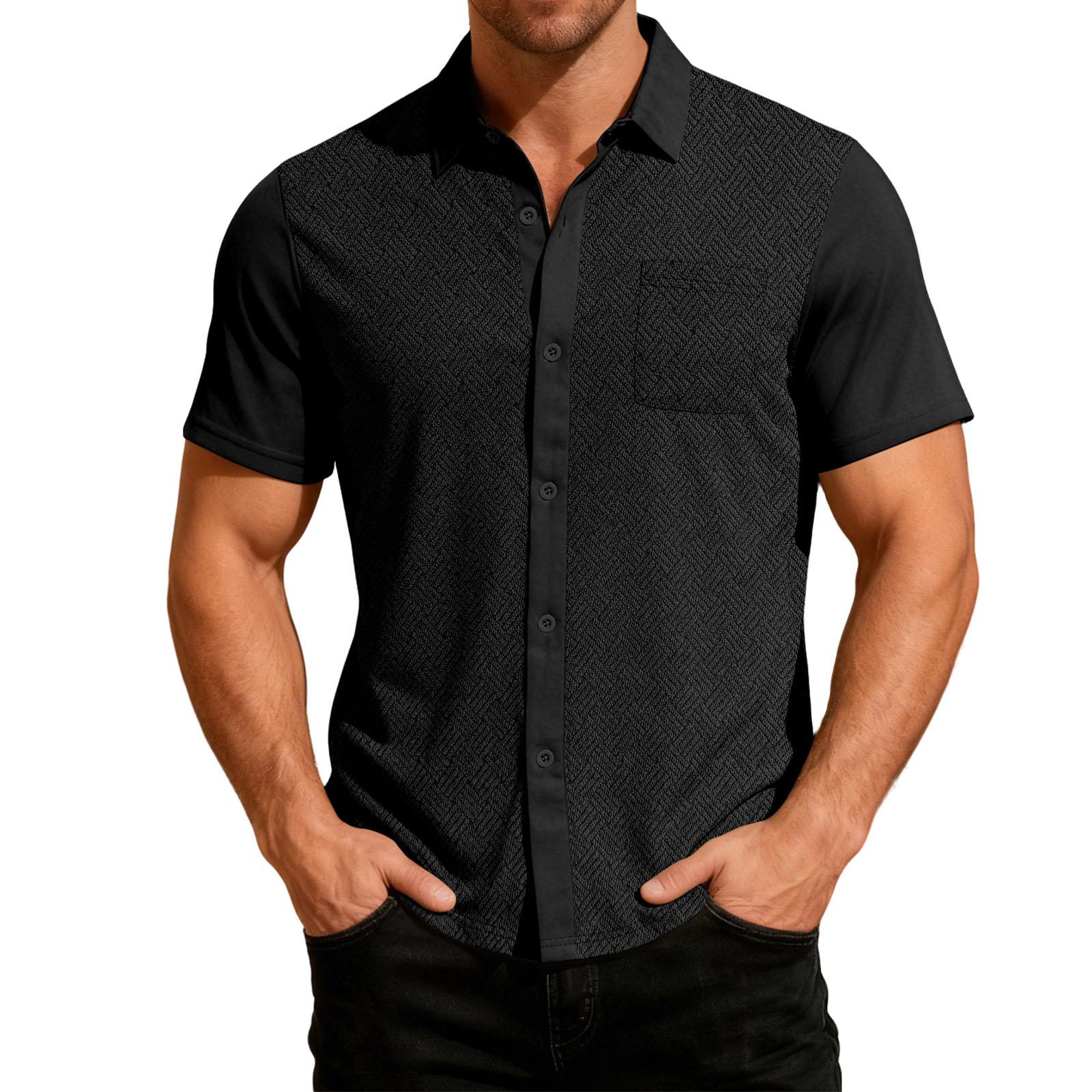 Men s Casual Outdoor Collared Corduroy Long-Sleeve Shirt XXXL чёрный