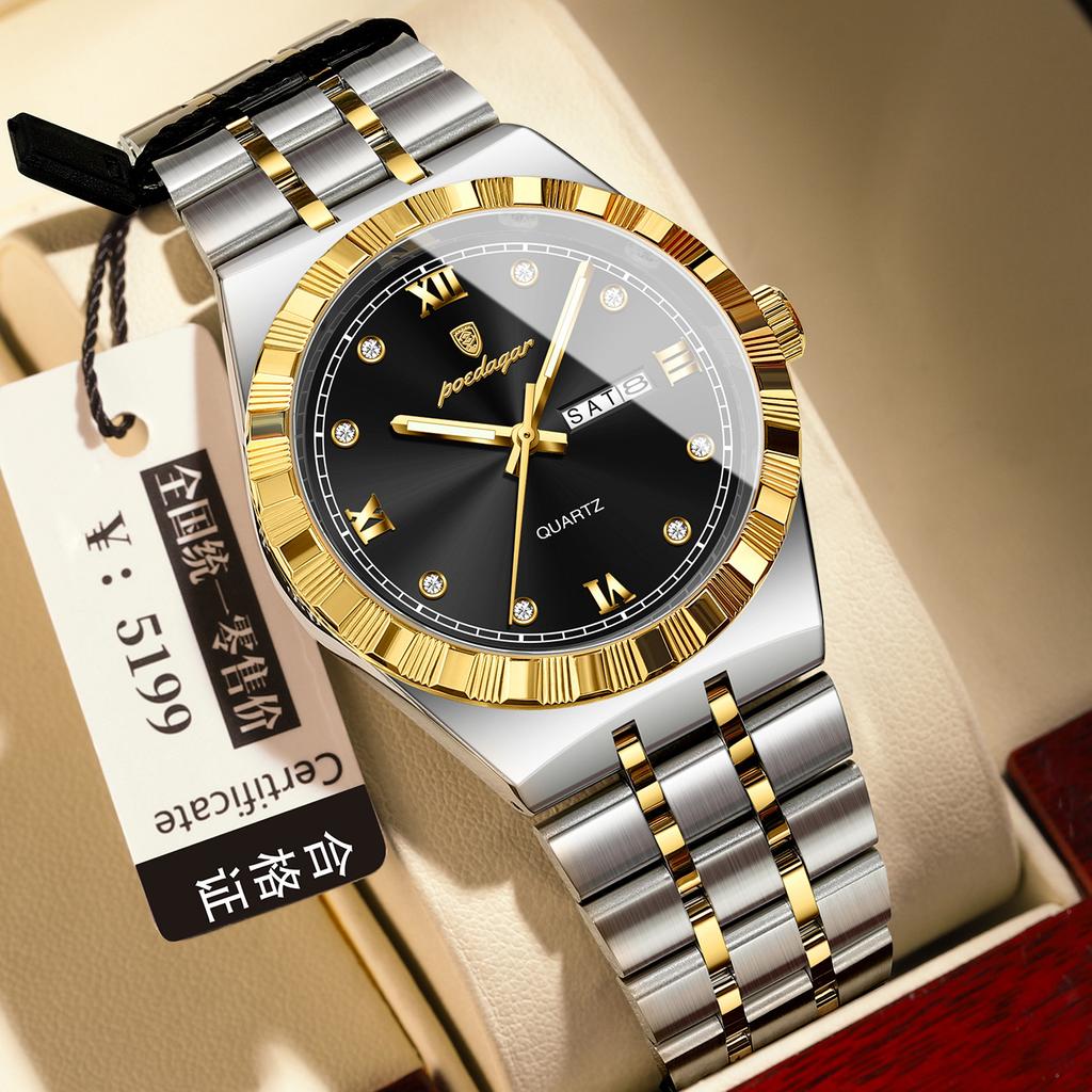 Men'S Watch Double Calendar Slim Quartz Watch
